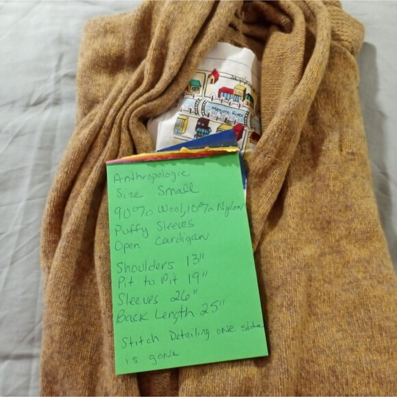 Anthropologie Cardigan Sweater size Small Mustard - Picture 4 of 10